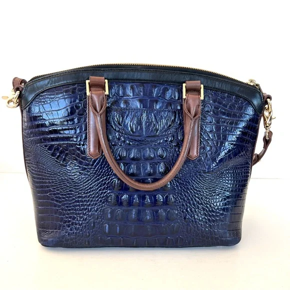 BRAHMIN Vivian Dome Tricolor Structure Croc Leather Luxury Shoulder Tote Satchel - Picture 5 of 16